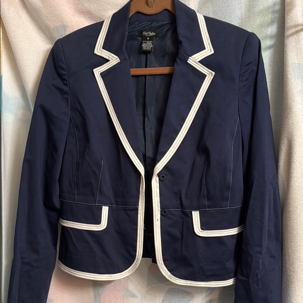 Talbots Dark Blue Blazer with Cream Trim